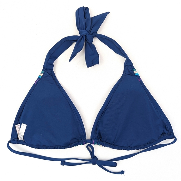 Nanette Lepore 2-Piece Bikini Swimsuit Triangle Top Beaded Costa Del Sol Navy S - Picture 6 of 16